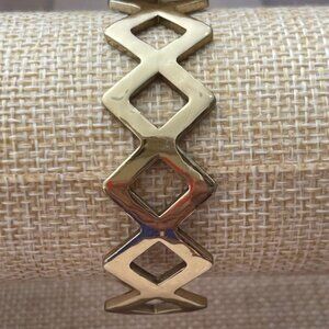 Rustic Cuff Gold-Tone Open Diamond Shaped Cuff Bracelet